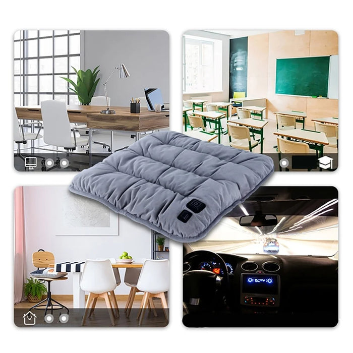 45 x 45 x 5cm USB Winter Heating Seat Cushion Heater Pad Electric Warmer Car Seat Mat - Grey - 7