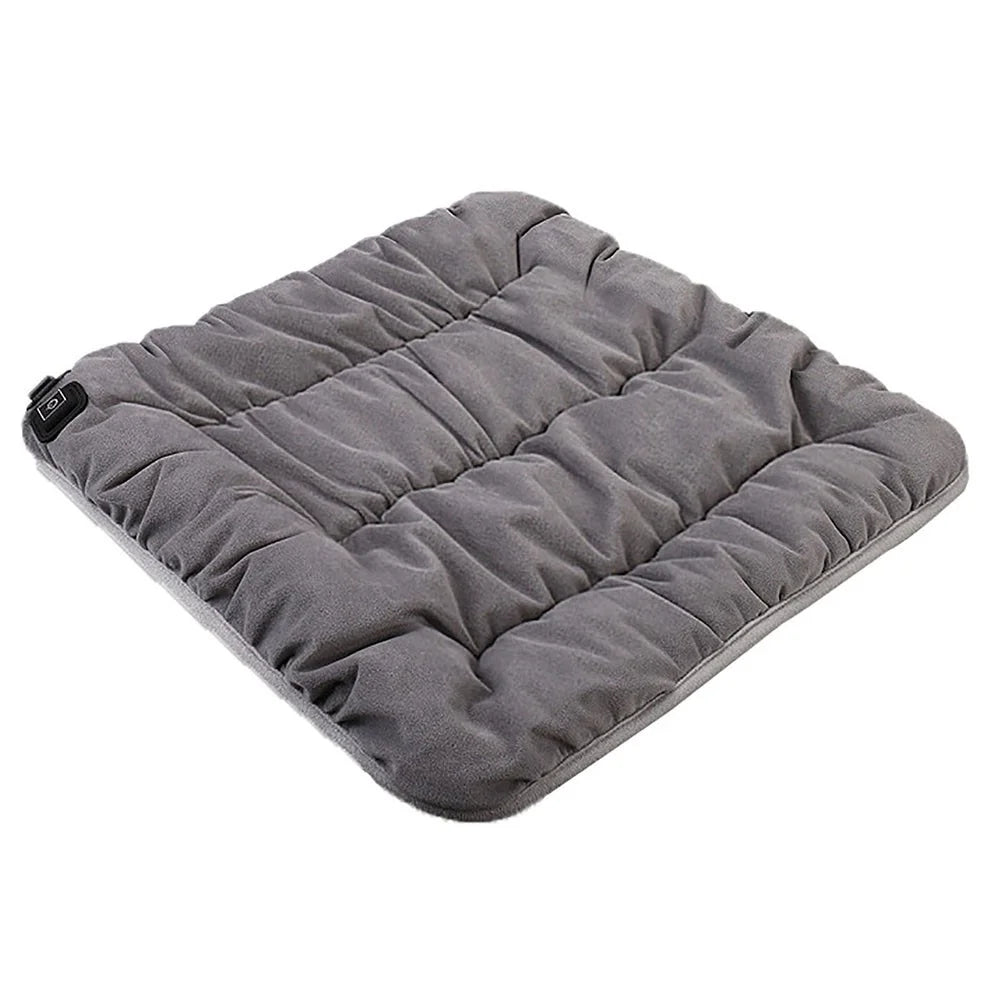 45 x 45 x 8cm Heated Cushion Car Velvet Seat Cushion Car Chair Cover Mat USB Heating Seat Pad - Grey - 1