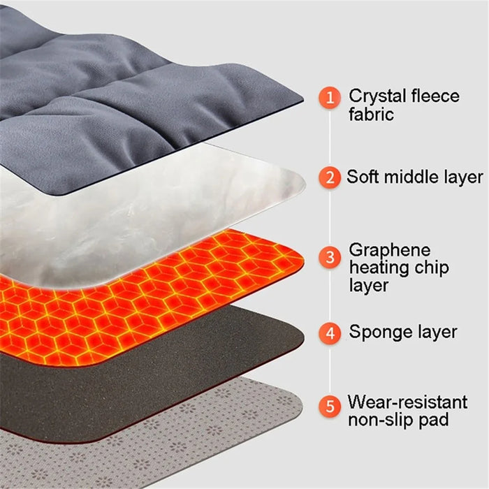 45 x 45 x 8cm Heated Cushion Car Velvet Seat Cushion Car Chair Cover Mat USB Heating Seat Pad - Grey - 4