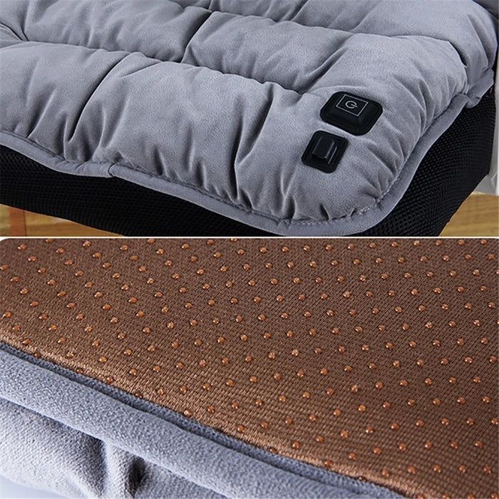 45 x 45 x 8cm Heated Cushion Car Velvet Seat Cushion Car Chair Cover Mat USB Heating Seat Pad - Grey - 5