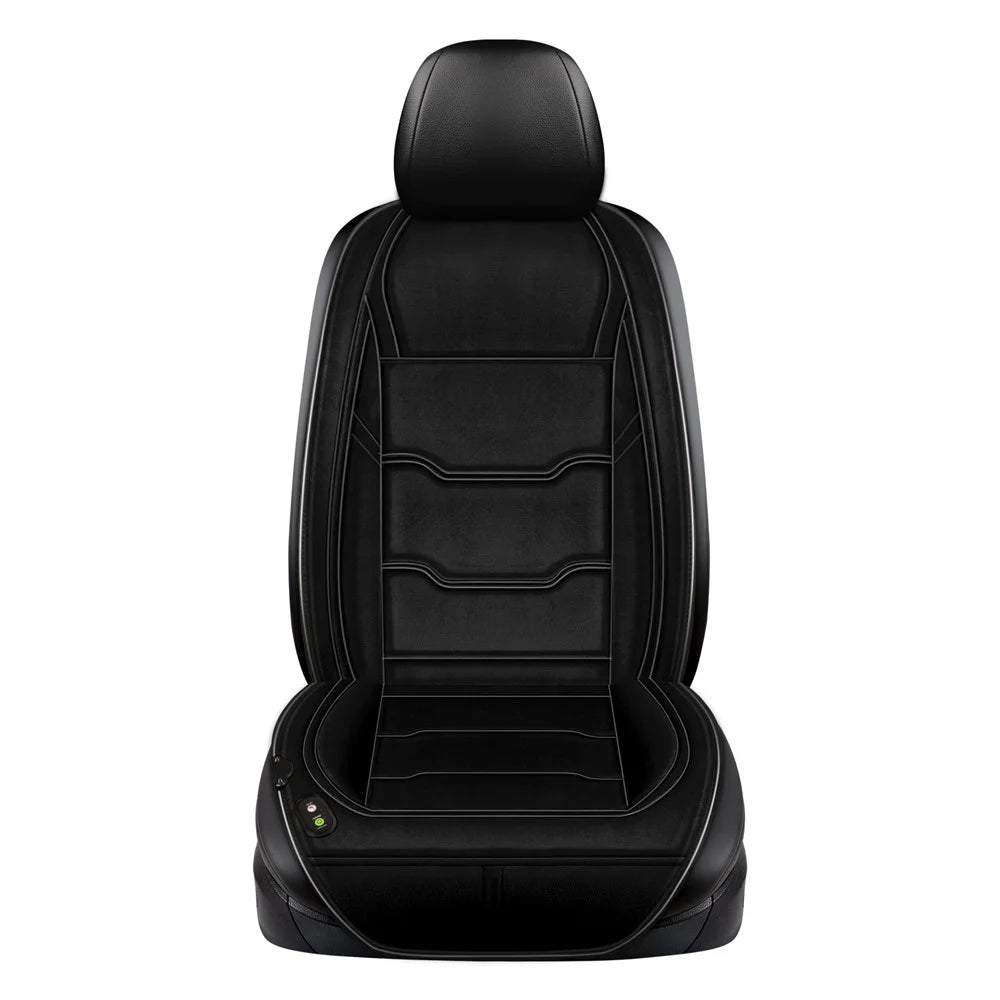12V / 24V Single Seat Car Cigarette Lighter Heated Seat Cushion Chair Heating Pad with 3 Heat Settings - Black - 1