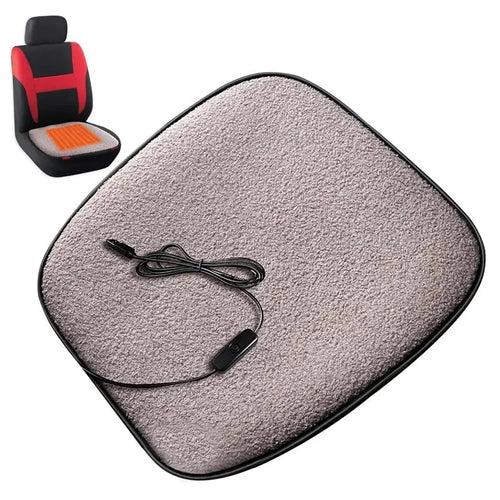 5V Car Heating Cushion Lamb Fleece Winter Warm Universal Car Interior Seat Cover Pad - Grey - 1