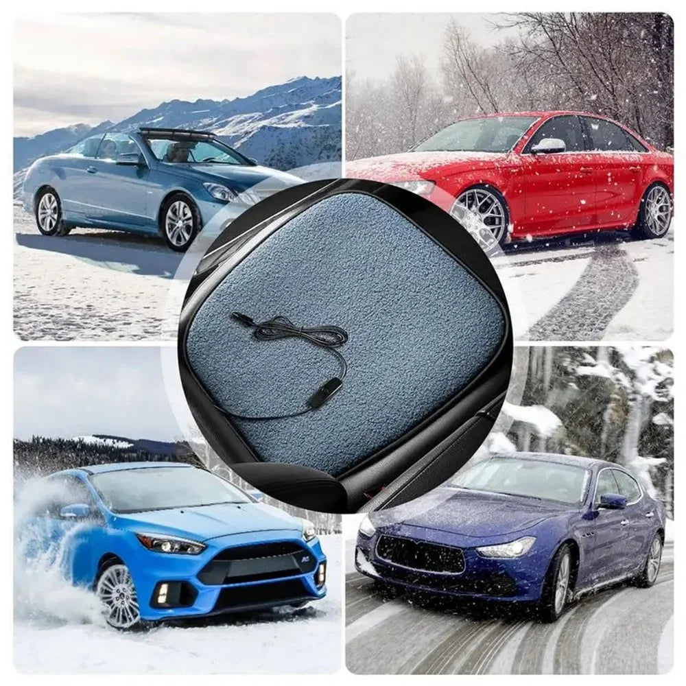 5V Car Heating Cushion Lamb Fleece Winter Warm Universal Car Interior Seat Cover Pad - Grey - 5