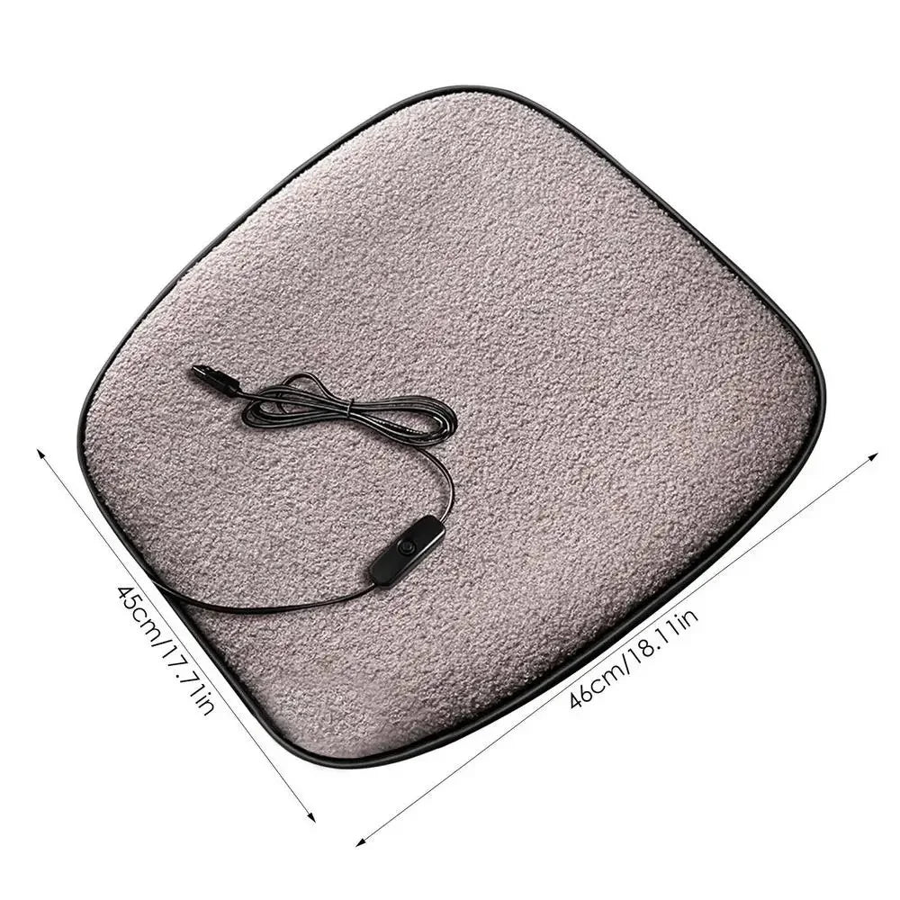 5V Car Heating Cushion Lamb Fleece Winter Warm Universal Car Interior Seat Cover Pad - Grey - 6