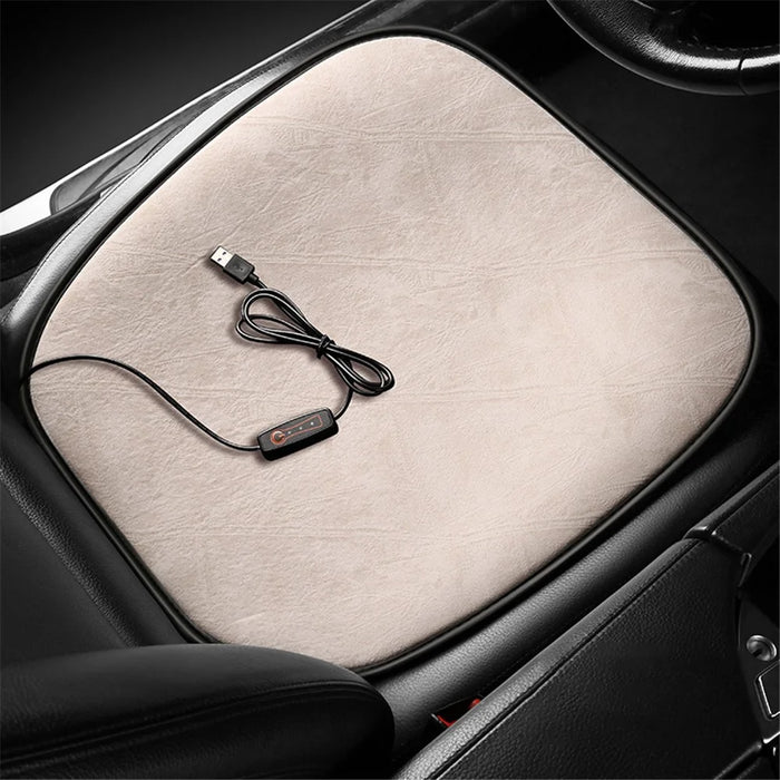USB Heating Pad for Car 3 Temperature Car Seat Cover Cushion - Beige - 1