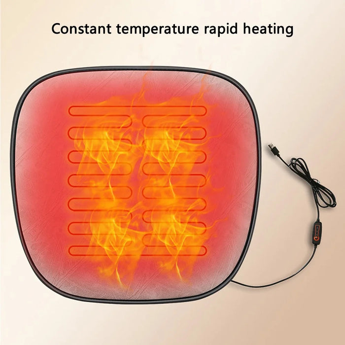 USB Heating Pad for Car 3 Temperature Car Seat Cover Cushion - Beige - 2