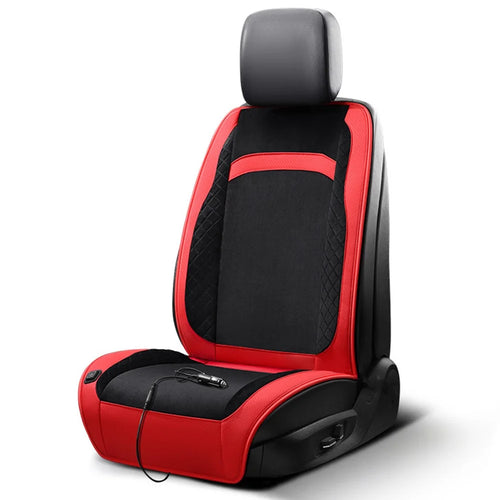Universal 12V / 24V Car Electric Heating Car Seat Cushion with Backrest Car Seat Warmer for Winter - Black / Red - 1