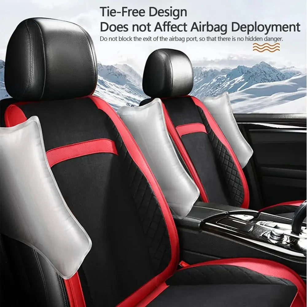 Universal 12V / 24V Car Electric Heating Car Seat Cushion with Backrest Car Seat Warmer for Winter - Black / Red - 5