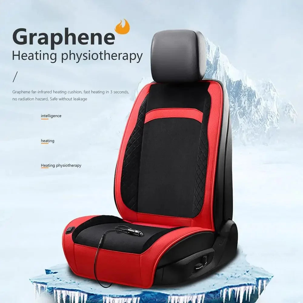 Universal 12V / 24V Car Electric Heating Car Seat Cushion with Backrest Car Seat Warmer for Winter - Black / Red - 7