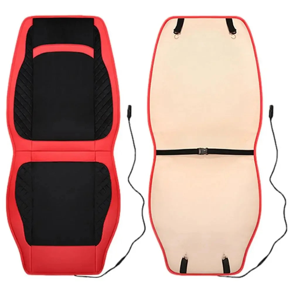 2Pcs / Set 12V / 24V Car Electric Heating Car Seat Cushion with Backrest for Winter Universal Vehicle Seat Warmer - Black / Red - 2