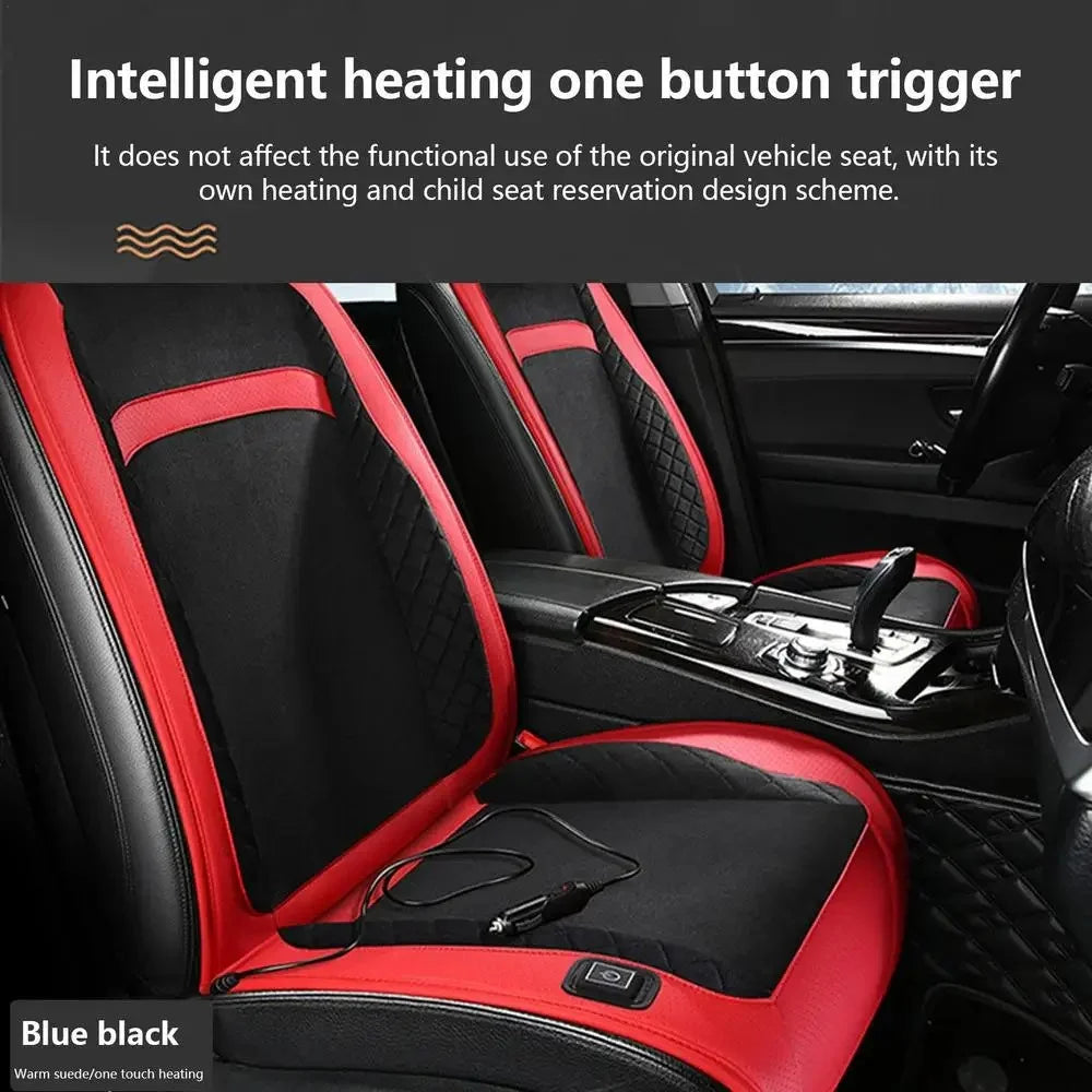 2Pcs / Set 12V / 24V Car Electric Heating Car Seat Cushion with Backrest for Winter Universal Vehicle Seat Warmer - Black / Red - 6