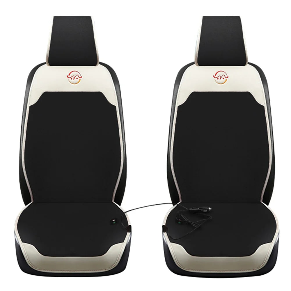 WM-XL2 2Pcs / Set 12V / 24V Car Heated Seat Cushion Universal Vehicle Seat Cover Warmer with Backrest for Cold Day - Black - 1
