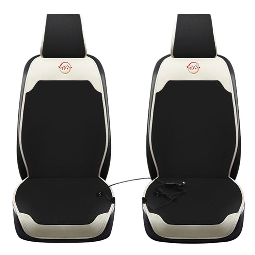 WM-XL2 2Pcs / Set 12V / 24V Car Heated Seat Cushion Universal Vehicle Seat Cover Warmer with Backrest for Cold Day - Black - 1
