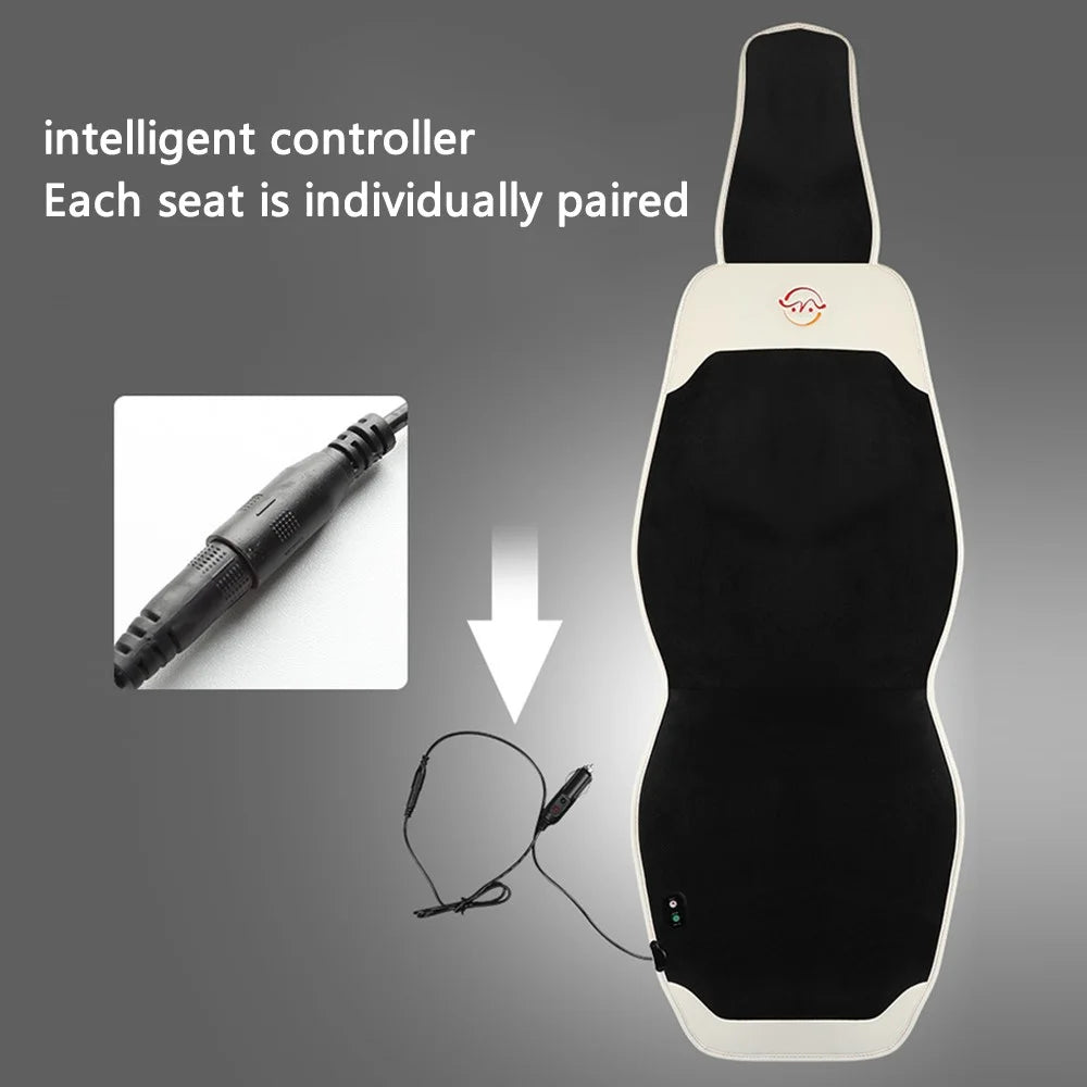 WM-XL2 2Pcs / Set 12V / 24V Car Heated Seat Cushion Universal Vehicle Seat Cover Warmer with Backrest for Cold Day - Black - 5