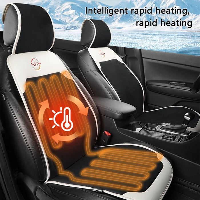 WM-XL2 Universal 12V / 24V Car Heated Seat Cover with Backrest Vehicle Seat Cushion Warmer for Winter - Black - 2