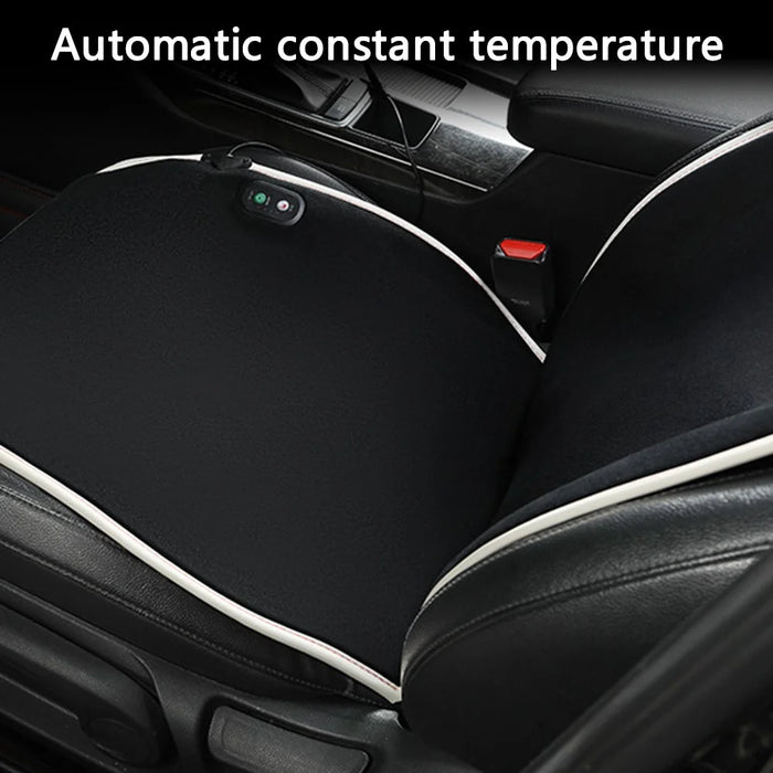 WM-XL2 Universal 12V / 24V Car Heated Seat Cover with Backrest Vehicle Seat Cushion Warmer for Winter - Black - 7