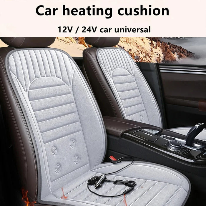 G-4S Heated Car Seat Covers Winter Heating 12V Car Seat Warmer Pad with Backrest - Grey - 2
