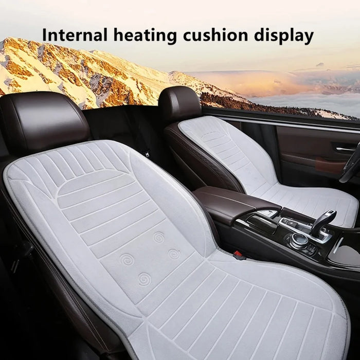 G-4S Heated Car Seat Covers Winter Heating 12V Car Seat Warmer Pad with Backrest - Grey - 3