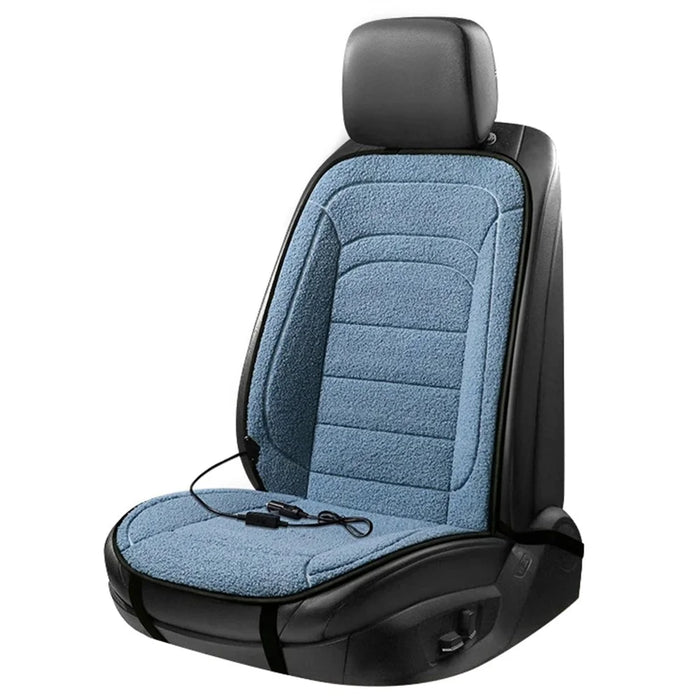12V Car Heated Seat Cushion Winter Seat Cover Imitation Cashmere Vehicle Seat Protector Pad with Backrest - Sapphire - 1