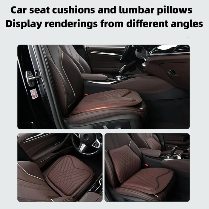 TK036 Nappa Texture PU Leather + Memory Foam Car Seat Cushion Non-slip Seat Pad - Brown - 4