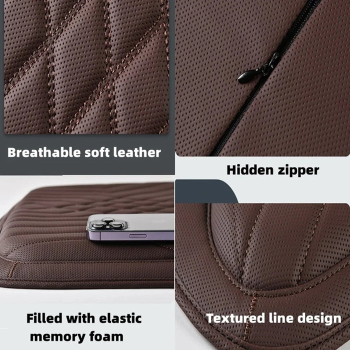 TK036 Nappa Texture PU Leather + Memory Foam Car Seat Cushion Non-slip Seat Pad - Brown - 5