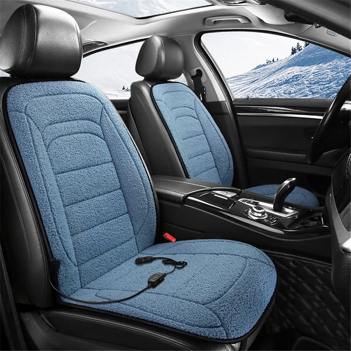 2Pcs 12V Electric Heated Car Seat Cushion Back Cover Winter Heating Seat Pad - Sapphire - 1