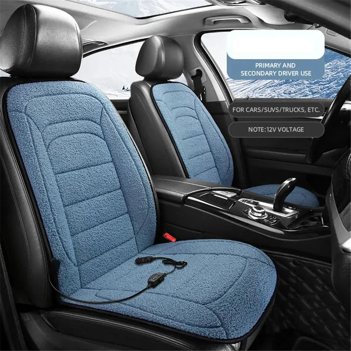 2Pcs 12V Electric Heated Car Seat Cushion Back Cover Winter Heating Seat Pad - Sapphire - 2
