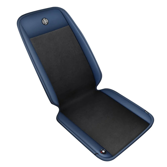 ANJUNY Car Electric Heated Seat Cushion Leather+Velvet+Sponge Winter Seat Heating Pad with Backrest - Black+Dark Blue / Driver Side - 1