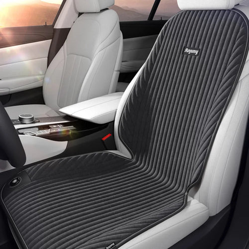 ANJUNY 12 / 24V Car Electric Heated Seat Cushion Warm Plush Seat Heating Pad with Backrest - Grey / Driver Side - 1