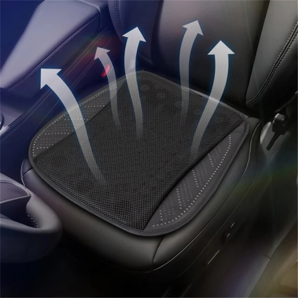 USB Car Seat Summer Cooler Breathable Ice Silk Seat Cushion ( Built-In 8 Fans) - Black - 6