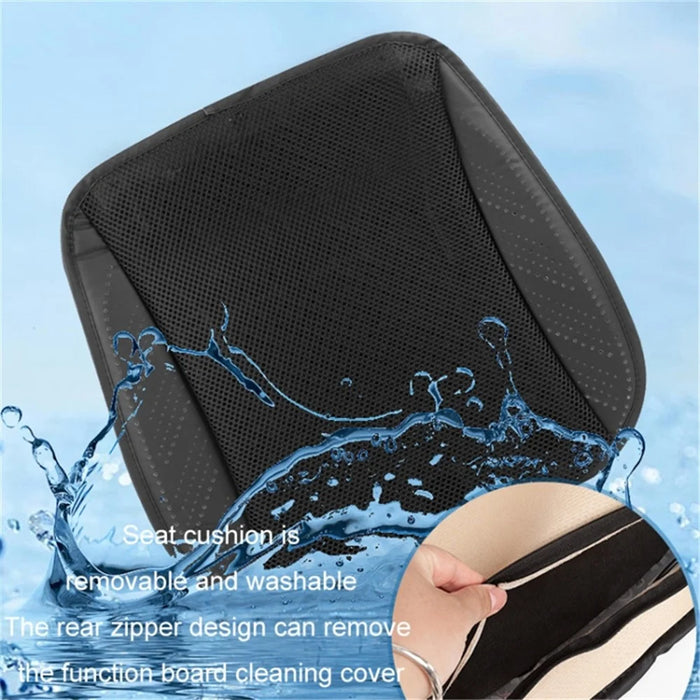 USB Powered Summer Breathable Car Seat Cushion Built-in 5 Fans Seat Cooling Mat - Black - 7