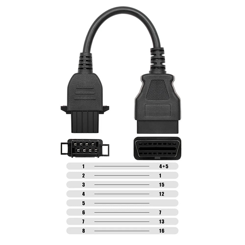 8 Pin to 16 Pin OBD2 Diagnostic Connector Adapter Cable for Volvo Trucks TCS Diagnostic Tool - 3