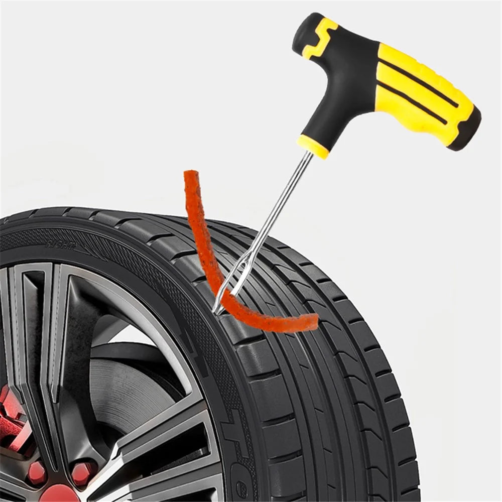 BY-1308 Car Tire Repair Tool Kit Tyre Puncture Tool with Rubber Strip + Gloves (without Glue) - 2