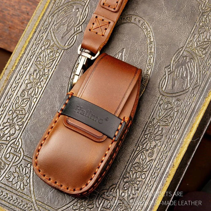 HALLMO C017 for E300L Car Cowhide Leather Key Protective Cover Anti-scratch Key Case - Brown - 3