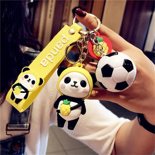 Cute Panda Soccer Pendant Car Key Keychain Bag Pendant Hanging Ornament - Pineapple Panda - 1