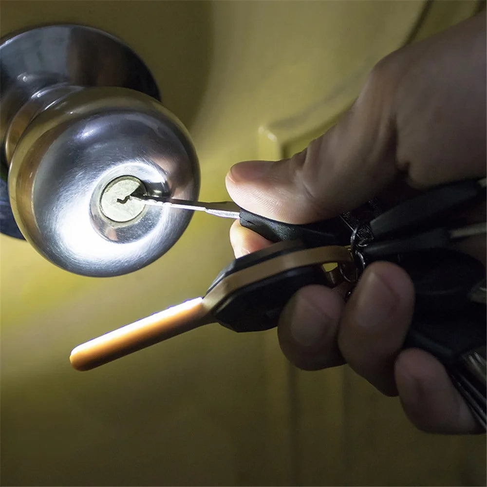 Mini LED Flashlight Keychain Portable LED Night Light Key Shaped Camping Emergency Lighting Illuminating Tool - Gold - 2