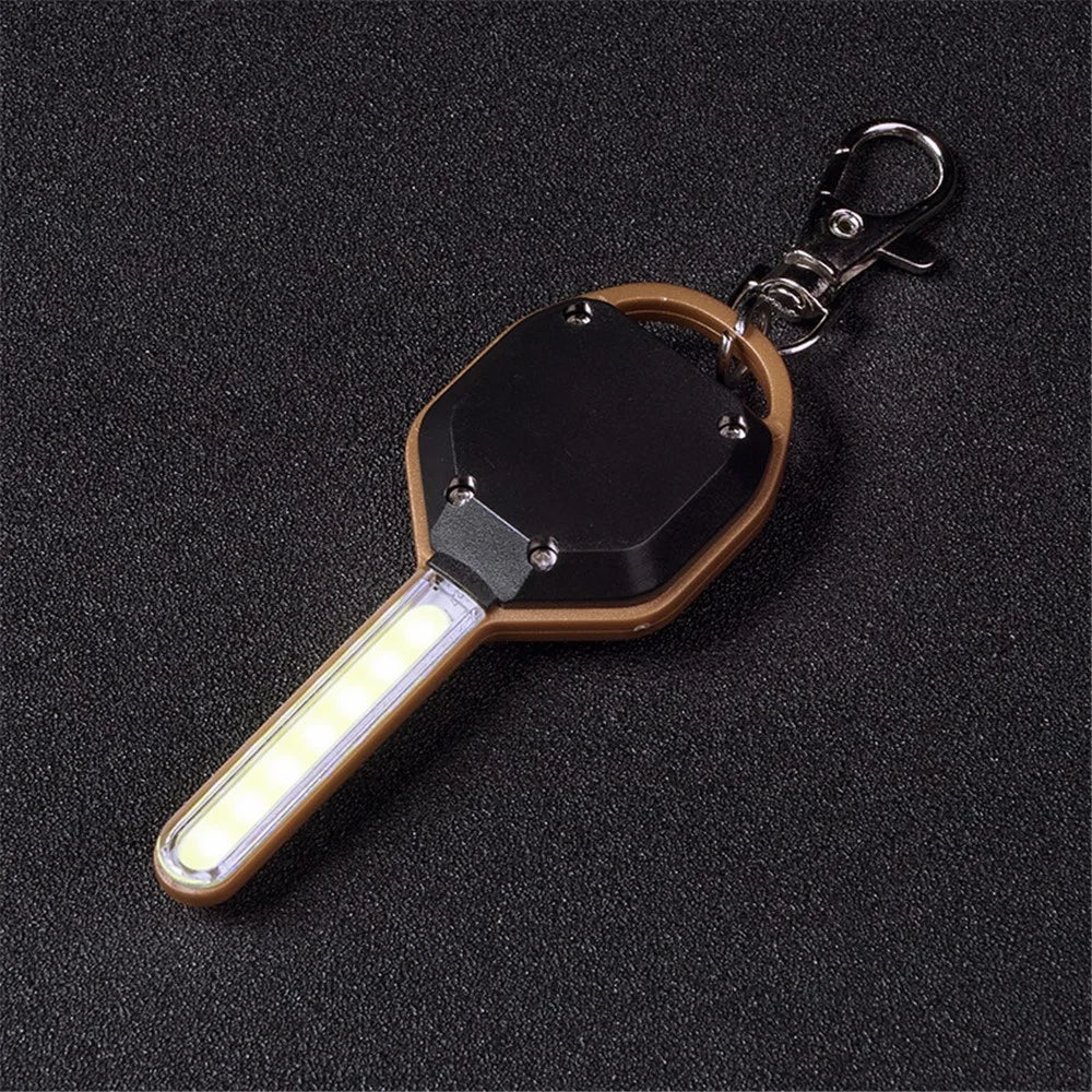 Mini LED Flashlight Keychain Portable LED Night Light Key Shaped Camping Emergency Lighting Illuminating Tool - Gold - 3