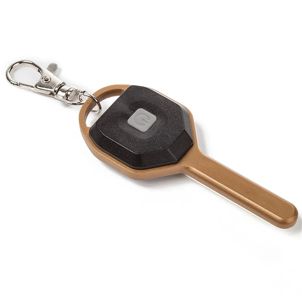 Mini LED Flashlight Keychain Portable LED Night Light Key Shaped Camping Emergency Lighting Illuminating Tool - Gold - 4
