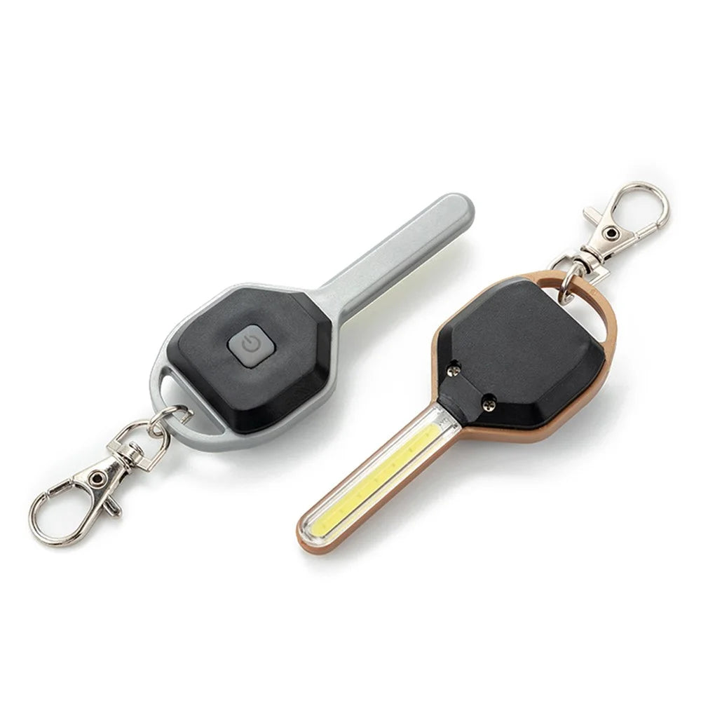 Mini LED Flashlight Keychain Portable LED Night Light Key Shaped Camping Emergency Lighting Illuminating Tool - Gold - 6