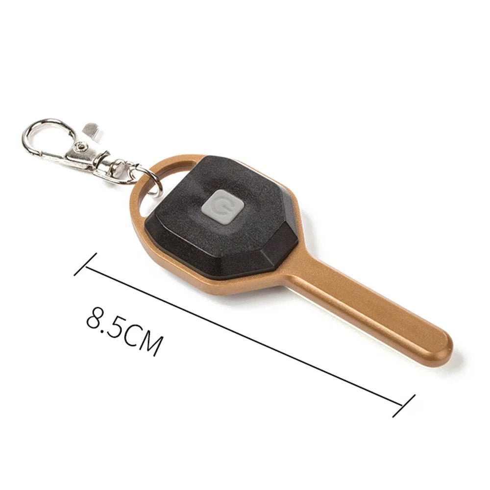 Mini LED Flashlight Keychain Portable LED Night Light Key Shaped Camping Emergency Lighting Illuminating Tool - Gold - 7