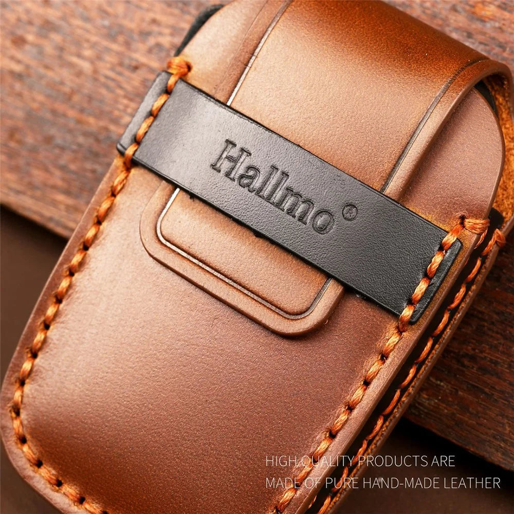 HALLMO Car Remote Key Cover for C005 18, Toyota 2-Keys Crazy Horse Cowhide Leather Protective Case - Brown - 3