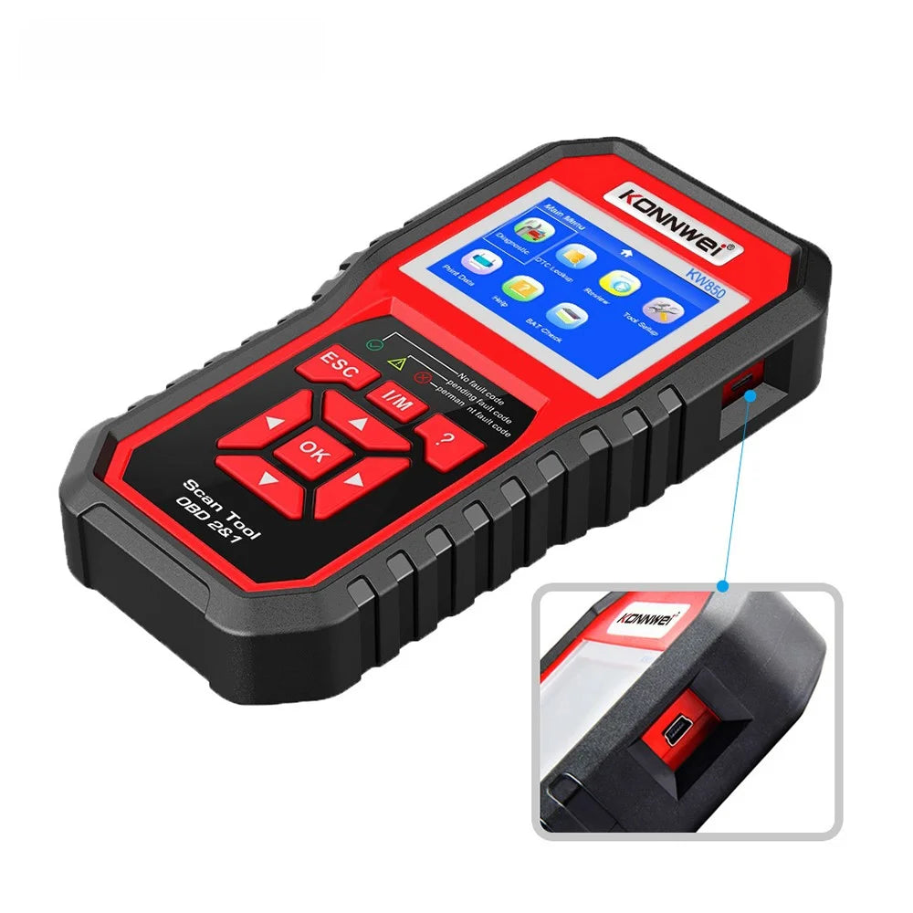 KONNWEI KW850 OBD2 Scanner Code Reader OBD II Automotive Scanner Car Diagnostic Scan Tool Check Engine Tool (Support 8 Languages) - Red - 4