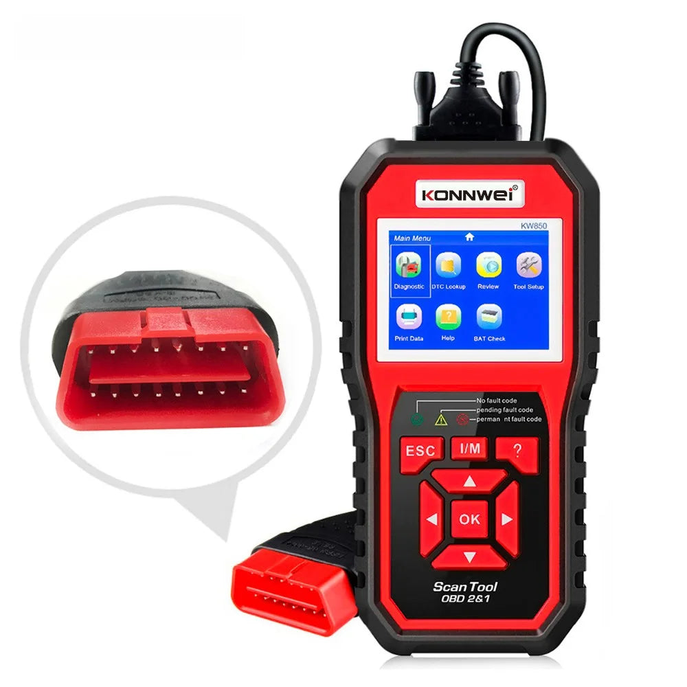 KONNWEI KW850 OBD2 Scanner Code Reader OBD II Automotive Scanner Car Diagnostic Scan Tool Check Engine Tool (Support 8 Languages) - Red - 5
