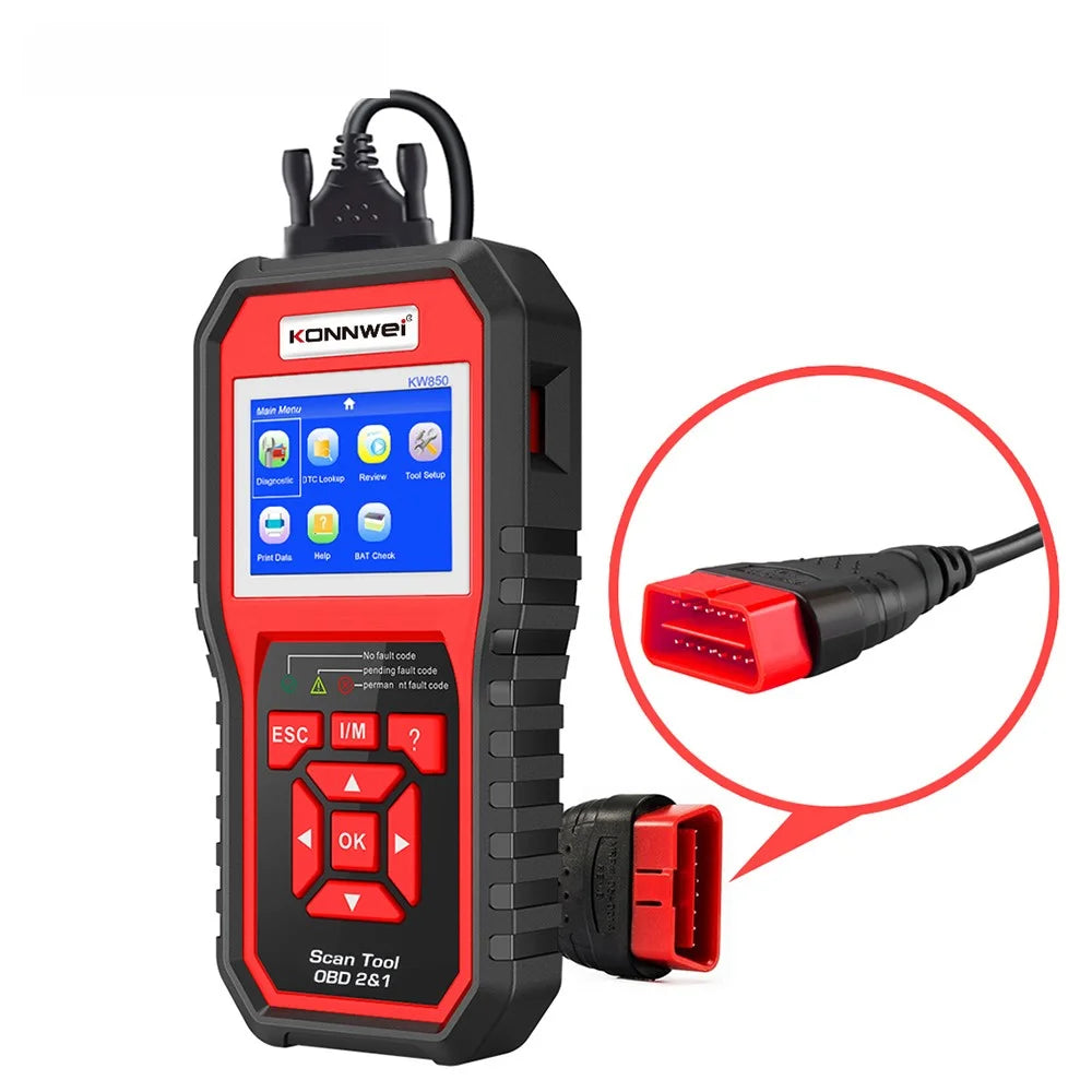 KONNWEI KW850 OBD2 Scanner Code Reader OBD II Automotive Scanner Car Diagnostic Scan Tool Check Engine Tool (Support 8 Languages) - Red - 6