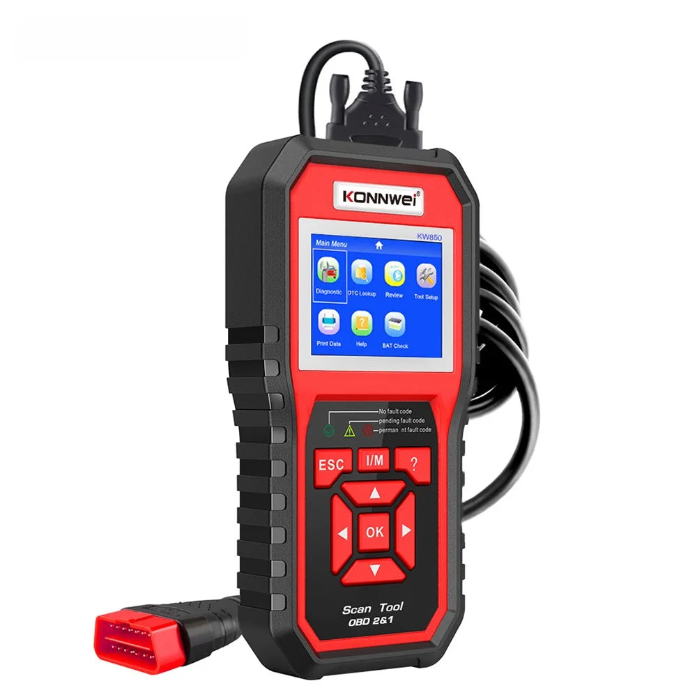 KONNWEI KW850 OBD2 Scanner Code Reader OBD II Automotive Scanner Car Diagnostic Scan Tool Check Engine Tool (Support 8 Languages) - Red - 7