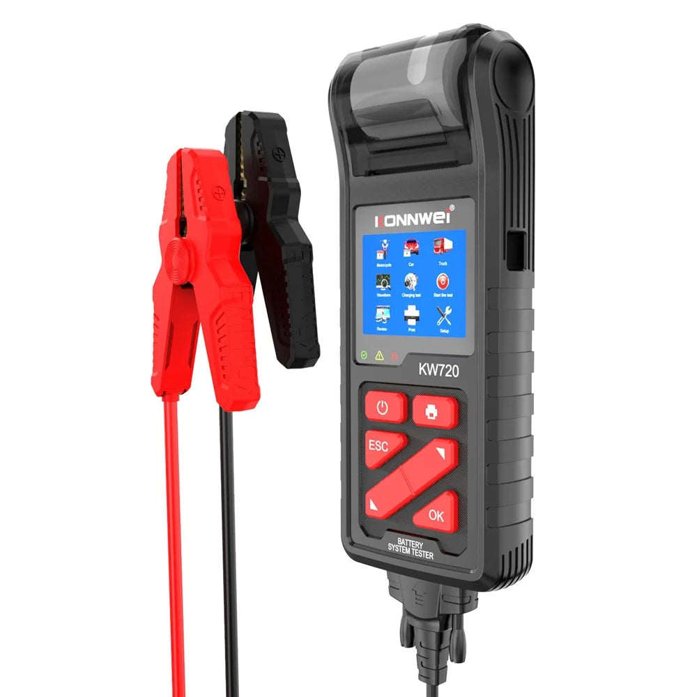 KONNWEI KW720 Automotive Battery Check Machine Automobile Battery Tester Battery Tester 6V 12V 24V Battery Load Tester with Printer - 1