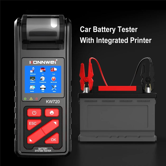 KONNWEI KW720 Automotive Battery Check Machine Automobile Battery Tester Battery Tester 6V 12V 24V Battery Load Tester with Printer - 7