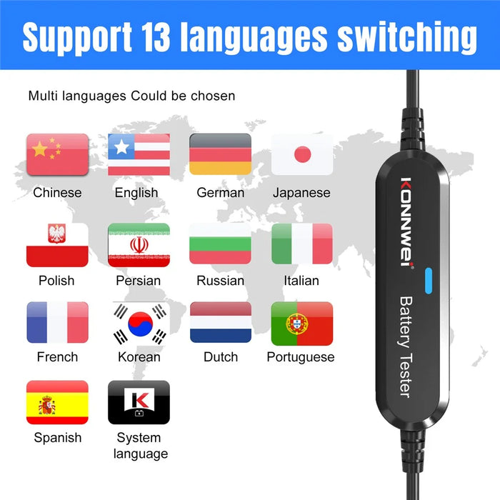 KONNWEI BK100 Automotive Wireless Bluetooth-compatible 6V 12V Battery CCA Tester Car Battery Charging Analyzer - Black - 7