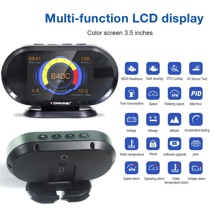 KONNWEI KW206 Auto Diagnostic Scanner Auto Onboard Computer Gauge + OBDII Engine Scanner - 3