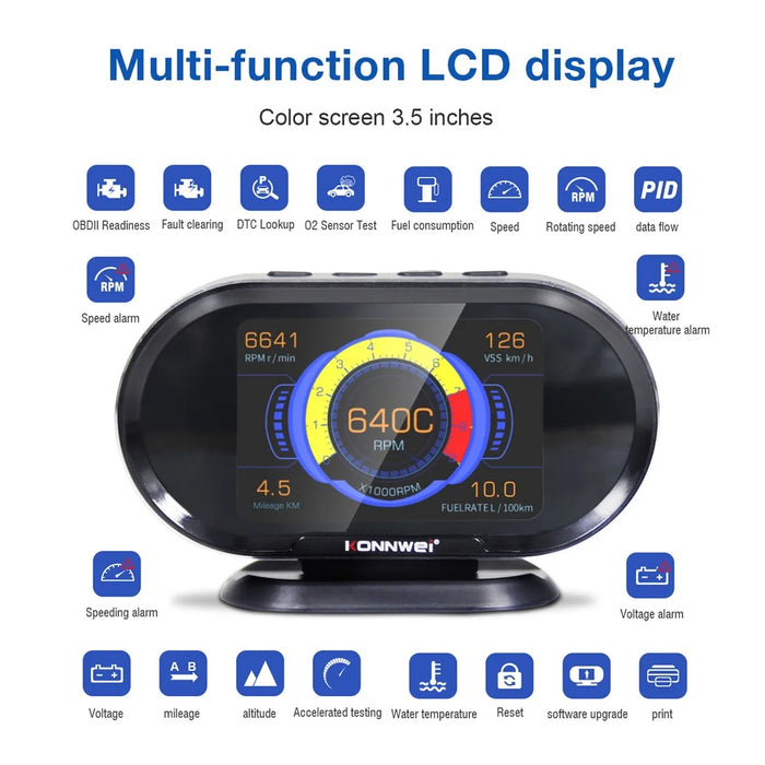 KONNWEI KW206 Auto Diagnostic Scanner Auto Onboard Computer Gauge + OBDII Engine Scanner - 4